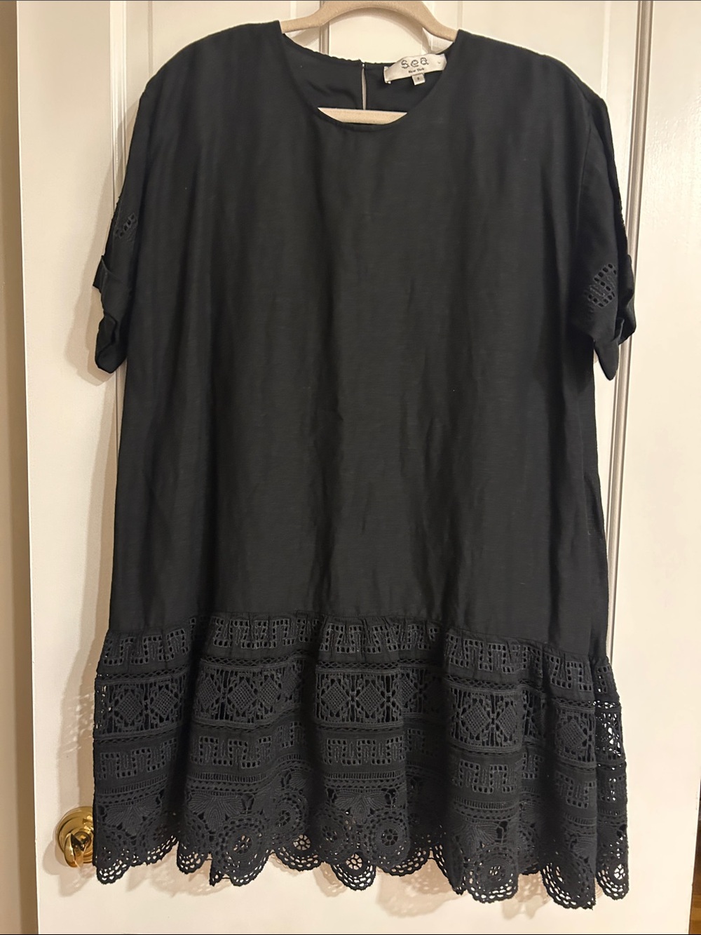 Sea New York Black Eyelet-Hem Mini Dress